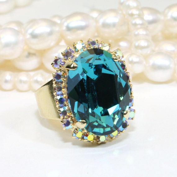 Blue Aqua a Japanese Akoya Cultured Pearl Ring | American Pearl