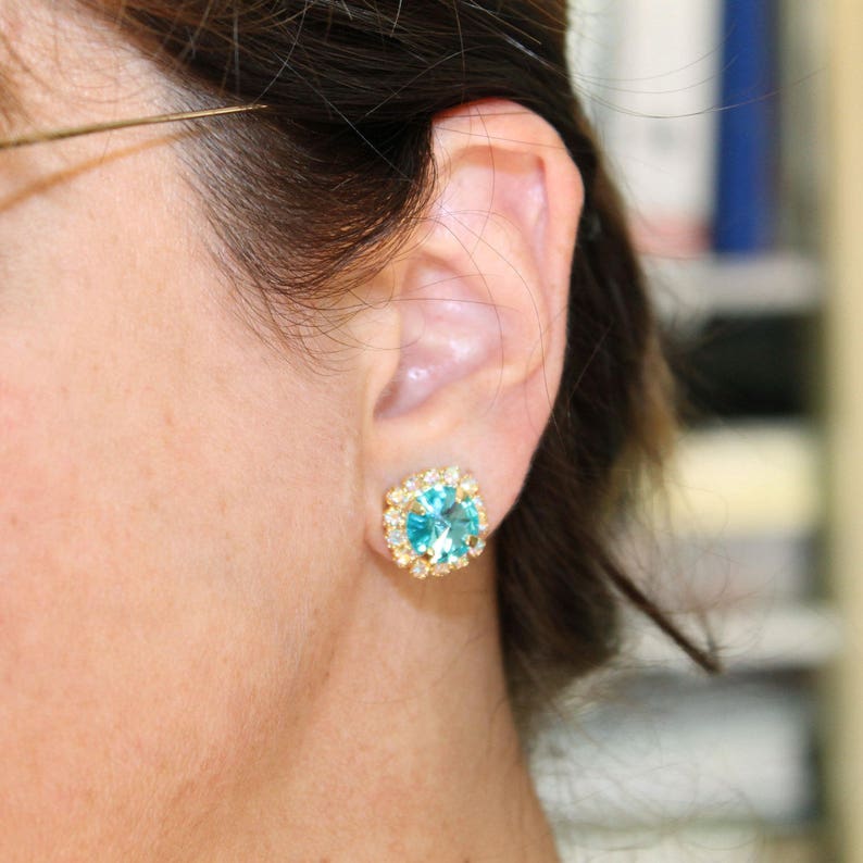 Clear Crystal Stud earrings Bridal AB Crystal 10mm Post Etsy