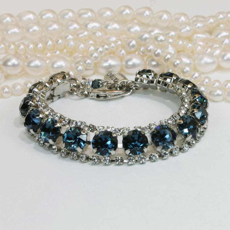 Navy Blue Bracelet Navy Blue Wedding Bridal European Crystal Etsy