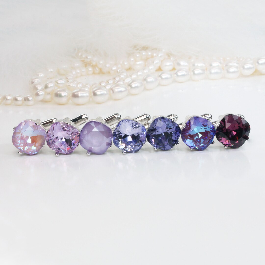 Purple Cufflinks, Lilac Cufflinks, Lavender Cufflinks, Crystal