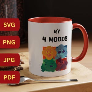 Moje 4 nastroje SVG PNG Przezroczyste tło Pliki Cricut Clipart Emocje SVG Clipart Png Tshirt Svg Cyfrowe pobieranie.