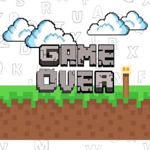 Game Over SVG PNG Cut File, Video Game Clipart PNG, Gamer Party Decor, Instant Download, Cricut & Silhouette Design, Retro Gaming Graphic