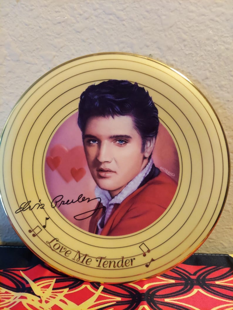 Elvis Presley Plate Signed Love Me Tender Solid Gold Collection - Etsy