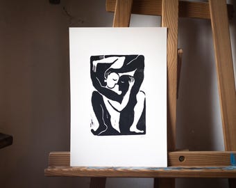 Eins | Linolschnitt Kunstdruck | A4