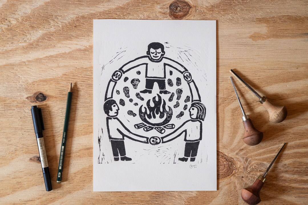 Community | Linocut Art Print | A4 - Etsy