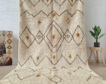 Handmade Moroccan Wool Rug: Beni Ourain Berber Shag Area Carpet