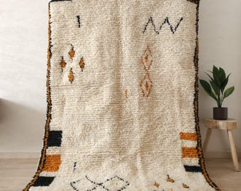 Handmade Moroccan Rug: Beni Ourain Wool Carpet, Berber Area Rug