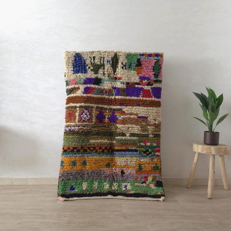 Wool Mix Abstract Rug Abstract Moroccan Boujaad Rug: Handwoven Berber Wool Rug, Custom Boho ...