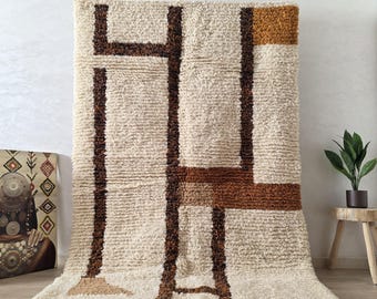 Handmade Moroccan Rug: Beni Ourain Wool Carpet, Berber Area Rug