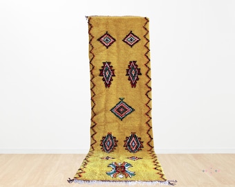Handwoven Wool Moroccan Runner Rug: Berber Hallway Decor (2.9x10 ft)