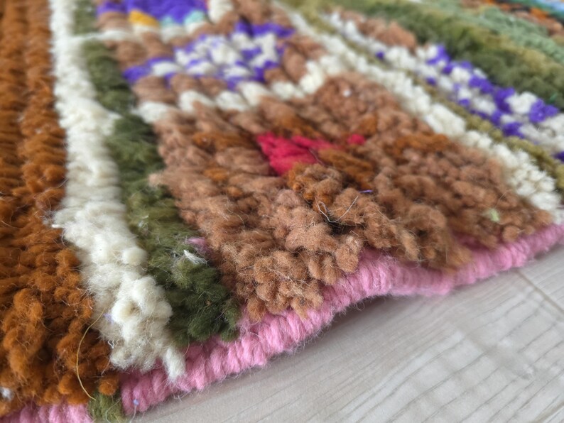 Wool Mix Abstract Rug Abstract Moroccan Boujaad Rug: Handwoven Berber Wool Rug, Custom Boho ...