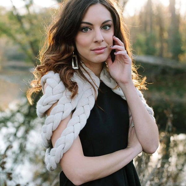Braided Shrug in Chalk