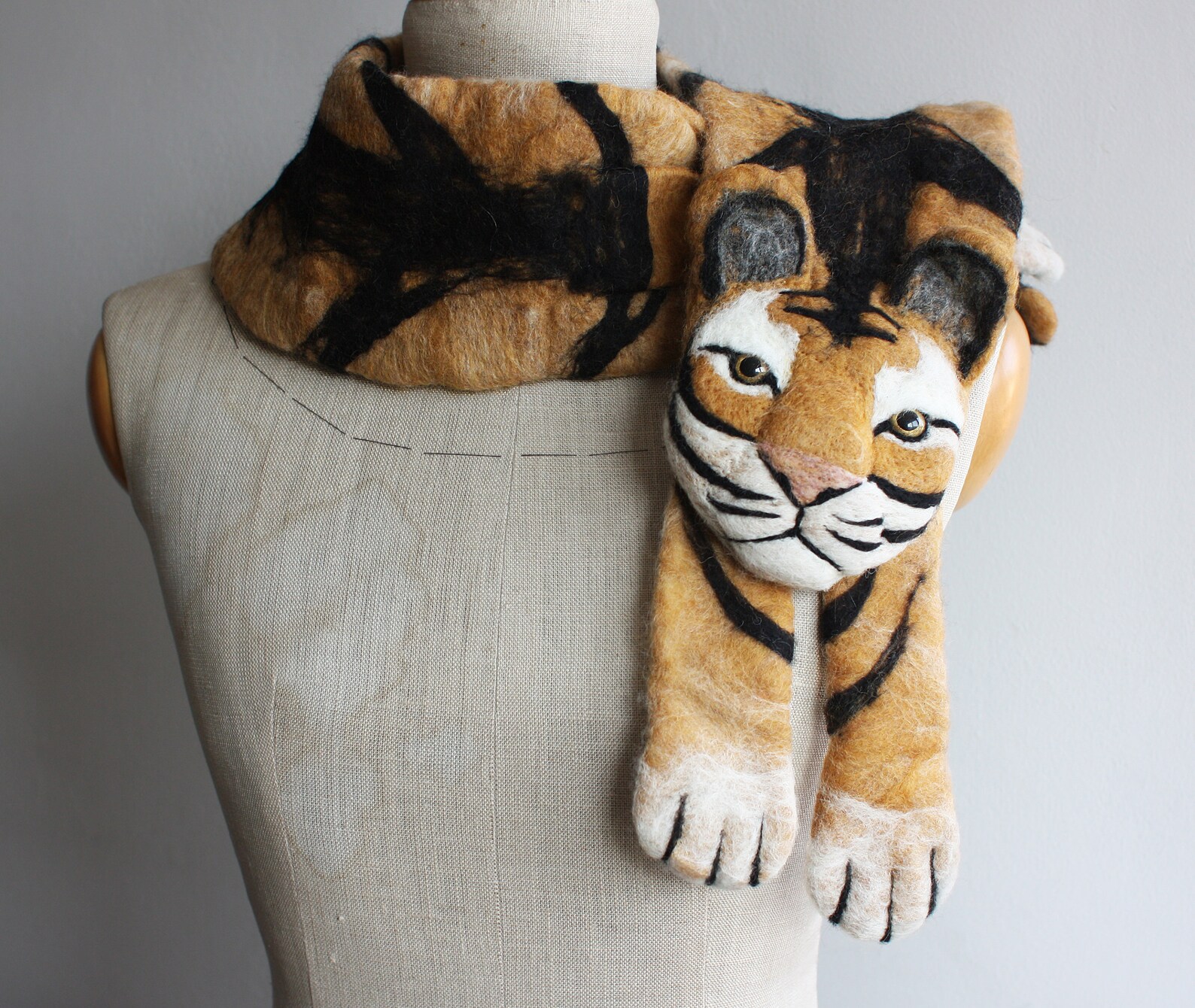 Tiger Felted Wool Animal Scarf / Stole Etsy UK