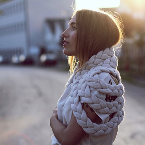 Braided Shrug in Chalk