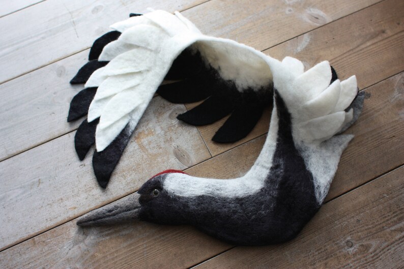 Japanese Crane Felted Wool Animal Scarf / Stole Etsy UK