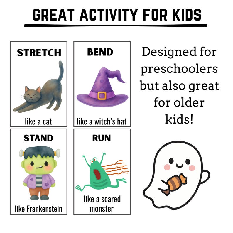 Preschool Spooky Season Movement Cards, Gross Motor Activity for Kids ...