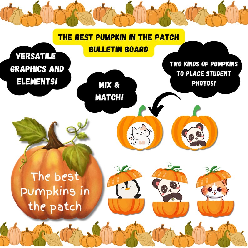 Paquete de otoño para el aula con juego dramático de calabazas, juego de simulación otoñal, tablón de anuncios, decoración otoñal y actividades para la educación en casa y preescolar. imagen 5