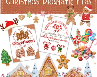 Christmas Dramatic Play, Gingerbread Bakery, Candy Store, Winter Holiday Pretend Play, Imaginative Play, Preschool Activities, Homeschool