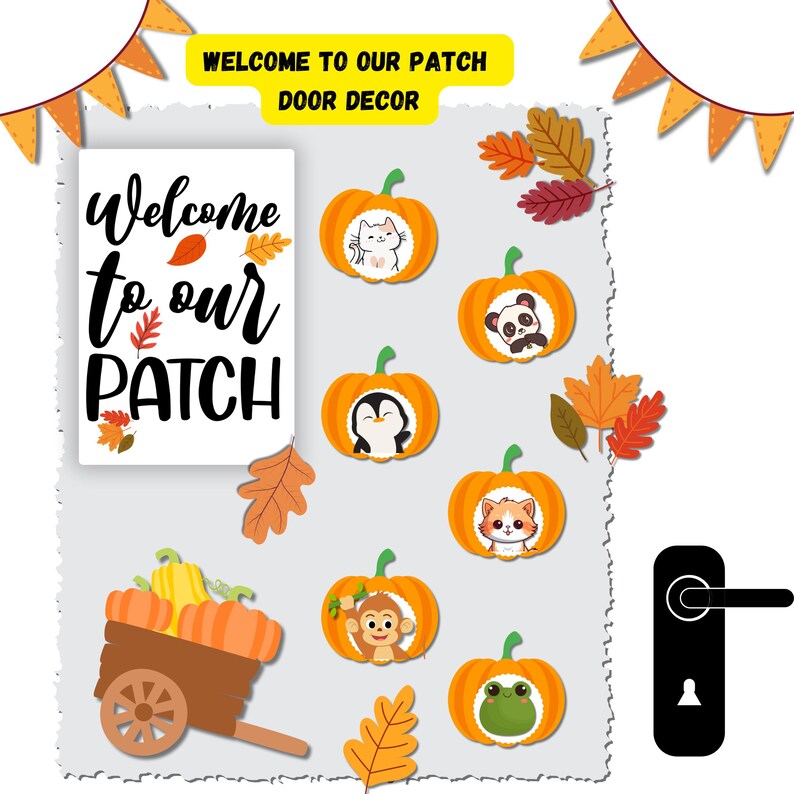 Paquete de otoño para el aula con juego dramático de calabazas, juego de simulación otoñal, tablón de anuncios, decoración otoñal y actividades para la educación en casa y preescolar. imagen 6