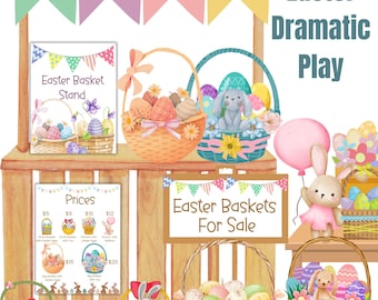 Easter Basket Stand Pretend Play, Easter Dramatic Play, Easter Activity for Kids, Easter Bulletin Board and Door Decor, Homeschool Activity
