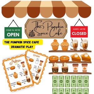 Paquete de otoño para el aula con juego dramático de calabazas, juego de simulación otoñal, tablón de anuncios, decoración otoñal y actividades para la educación en casa y preescolar. imagen 3
