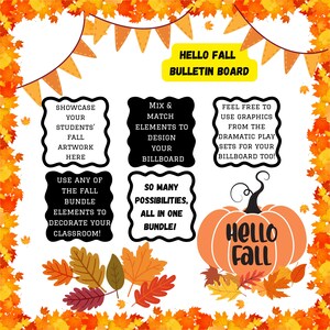 Paquete de otoño para el aula con juego dramático de calabazas, juego de simulación otoñal, tablón de anuncios, decoración otoñal y actividades para la educación en casa y preescolar. imagen 4