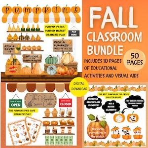Fall Classroom Bundle with Pumpkin Patch Dramatic Play, Fall Pretend Play, Bulletin Board, Fall Decor, Homeschool & Preschool Activities