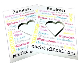 Baking makes happy! - german - postcard 2 pieces A6