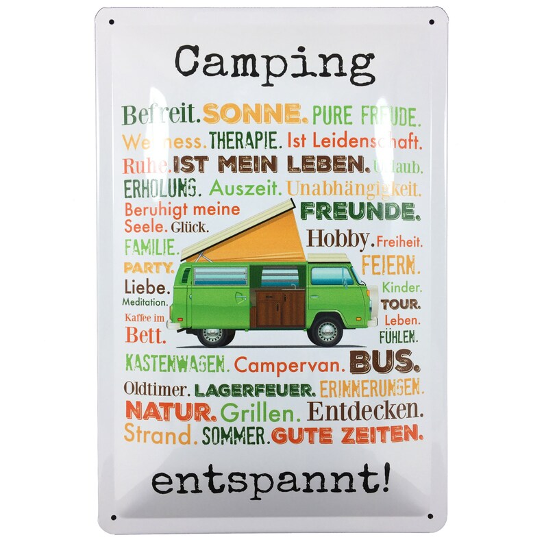 Camping Relaxes Bus Tin Plate Metal Plate 20x30 Cm Made in Etsy