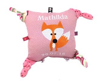 Pillow newborn with name baby fox gripping toy babyparty