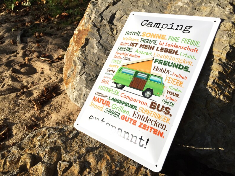 Camping Relaxes Bus Tin Plate Metal Plate 20x30 Cm Made in Etsy