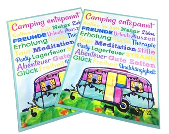 Camping entspannt! Wohnwagen Postkarte 2 Stück A6