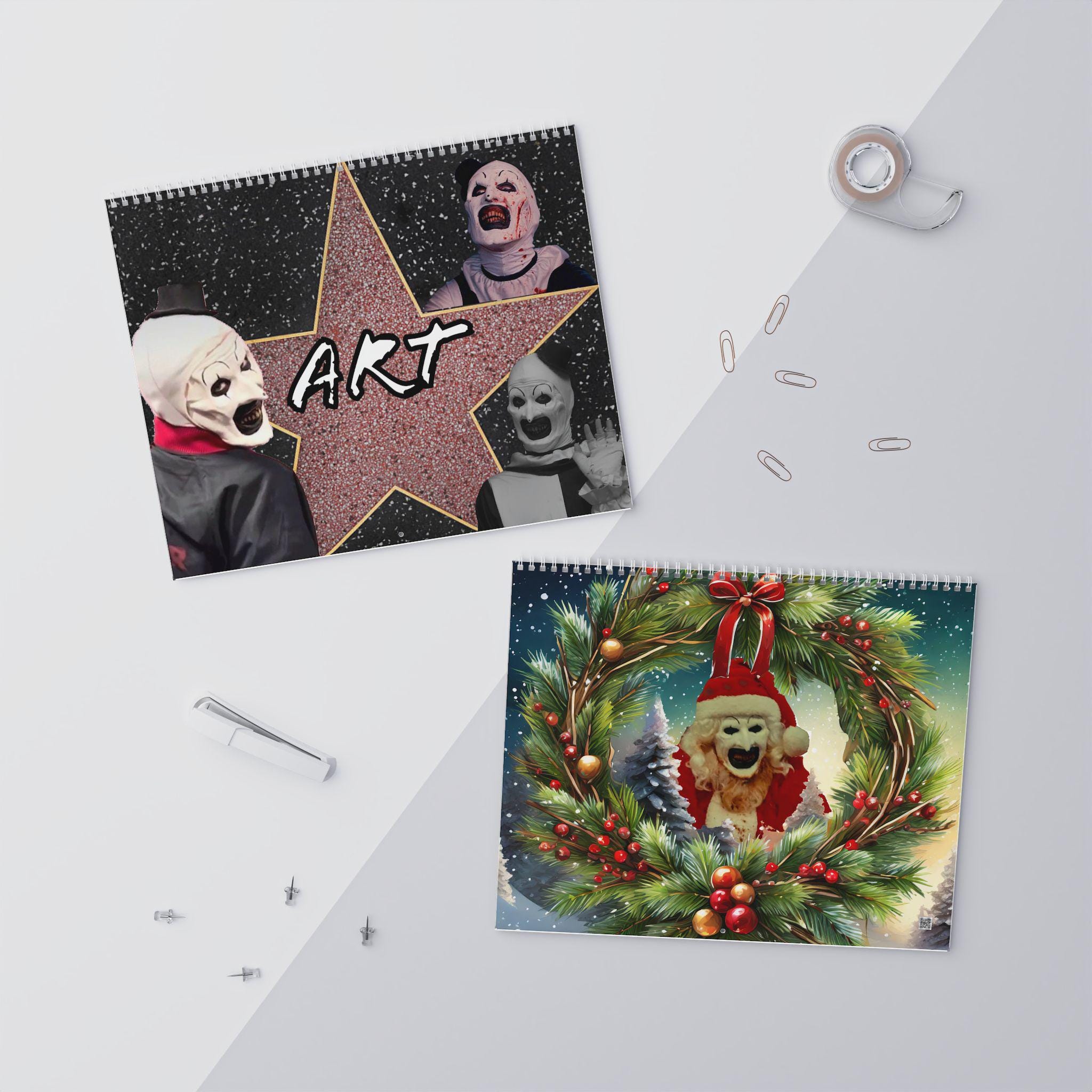 Image of Wall Calendars, Horror Calendar For 2025, Creepy Clown Theme, Scary Artwork Monthly Planner