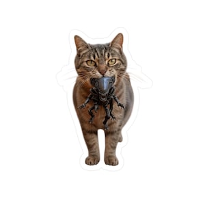 Vinyl Aufkleber, Katze fängt einen Xenomorph Design, Laptop Aufkleber, Auto Aufkleber, Haustier Liebhaber Geschenk, Sci-Fi Fan Dekor, Alien Jäger Aufkleber