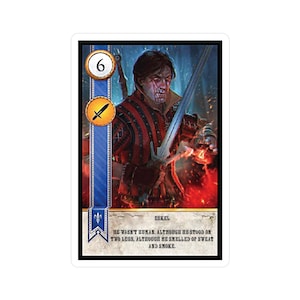 Calcomanía de Witcher Eskel, calcomanía de vinilo, tarjeta Gwent, calcomanía para computadora portátil, calcomanía para juegos, calcomanía para videojuegos