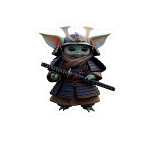 Naklejka winylowa, naklejka Baby Yoda Samurai, naklejka na samochód, naklejka na laptopa, prezent dla fanów Mandalorian, naklejka wodoodporna