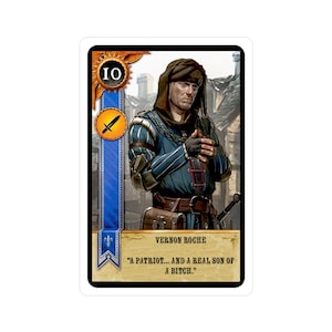 Calcomanía de vinilo, tarjeta Gwent de Vernon de The Witcher, calcomanía de Witcher, calcomanía de juego, calcomanía para computadora portátil, regalo de videojuego