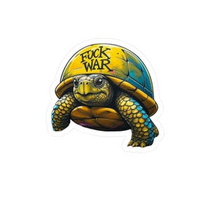 Sticker autocollant Fuck War Turtle Kiss-Cut, Sticker pour ordinateur portable, Sticker voiture, Sticker bouteille d'eau, cadeau activiste politique