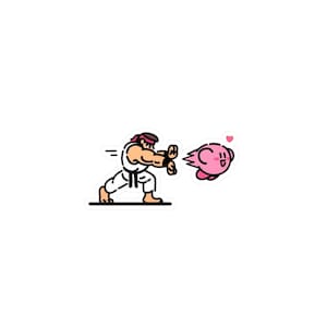 Adesivos para jogadores, adesivos para videogame, decoração para sala de jogos, Ryu vs Kirby, presente para jogos retrô, acessórios para consoles