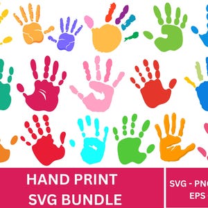 Pacchetto SVG con impronte di mani, modello di stampa SVG, file di taglio con impronte di mani per Cricut, vettore con impronte di mani, sagoma con impronte di mani, file digitale, download digitale.