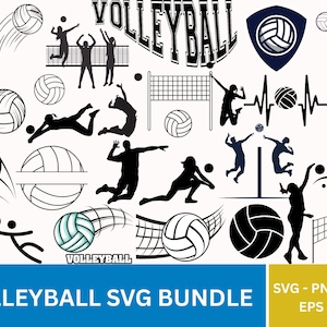 Volleyball Svg Bundle,Volleyball Cut File,Volleyball Clipart,volleyball Player svg,Volleyball Silhouette,Volleyball Design SVG,Sport Svg,PNG
