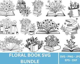Floral Book SVG Bundle: Wildflower Book Clipart (Digital Download)