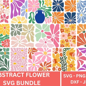 Boho Abstract Flower SVG: Retro Floral Clipart (Digital Files)
