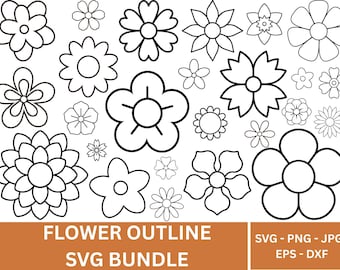 Paquete SVG de margaritas: Clipart de contorno de flores dibujado a mano (descarga digital)
