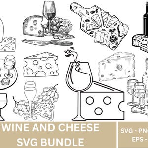 Wine and Cheese SVG Bundle: Winery Graphics (Digital Download)