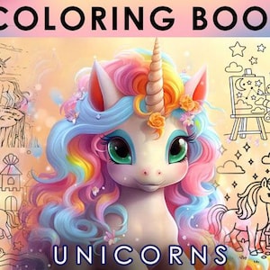 Unicorn Coloring Pages,Kids Coloring Pages for Girls,Printable Unicorn Coloring Pages,Fun & Educational Activity,Girls Coloring Book