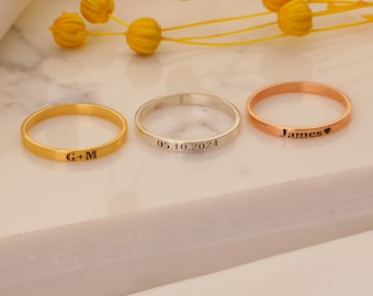 Custom Engraved Sterling Silver Stacking Name Ring
