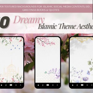 10 Islamic Theme Floral Watercolor Backgrounds, Social Media Story Template (Digital Download)