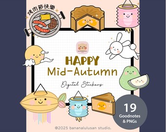 Mid-Autumn Festival digital stickers | Cute Goodnotes Stickers | Pre-Cropped PNG | Daily Planner Stickers | Kawaii Digital Stickers