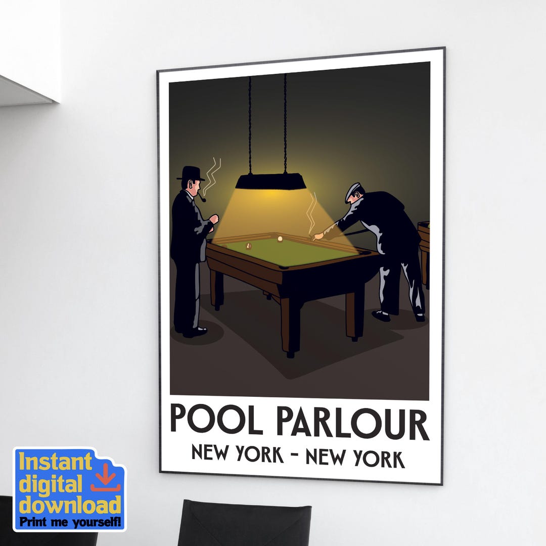 Pool Poster, Vintage Billiards Print, Pool Table Wall Art, Pool Balls ...